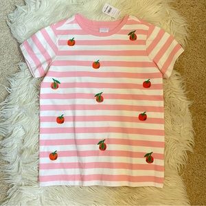 NWT Hanna Andersson Girls Oranges Appliqué Short sleeve Tee T-shirt 140 10